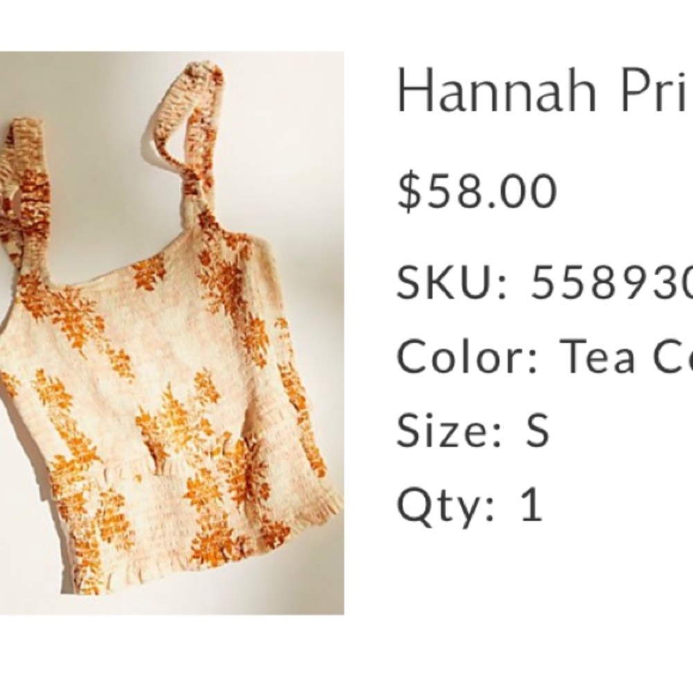 Free People Hannah Printed Cami / small